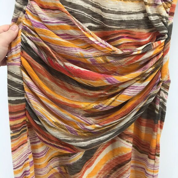 Worth Dress Womens 4 Yellow Orange Purple Faux Wrap V Neck Cold Shoulder Bodycon - Picture 3 of 7